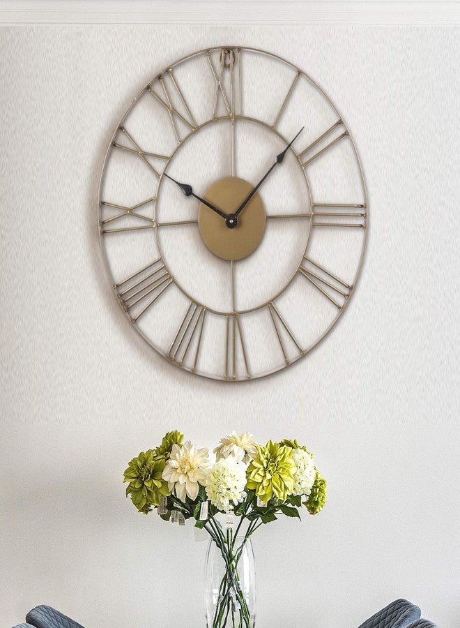 TrenDec Metal 18" Wall Decor Clock, Antique Gold Skeleton Metal Wall Clock for Home Office Decor Wall Clock. - Image 1